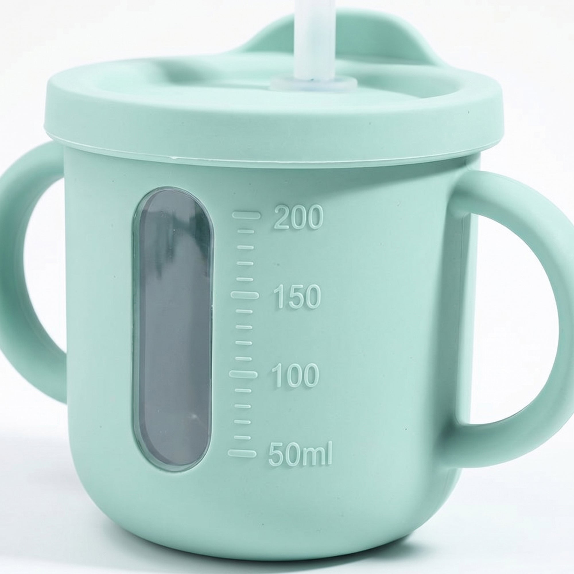 Anna-Kaci Baby Training Cup with Straw and Handles Soft Silicone Toddler Sippy Cup with Measurement Markings