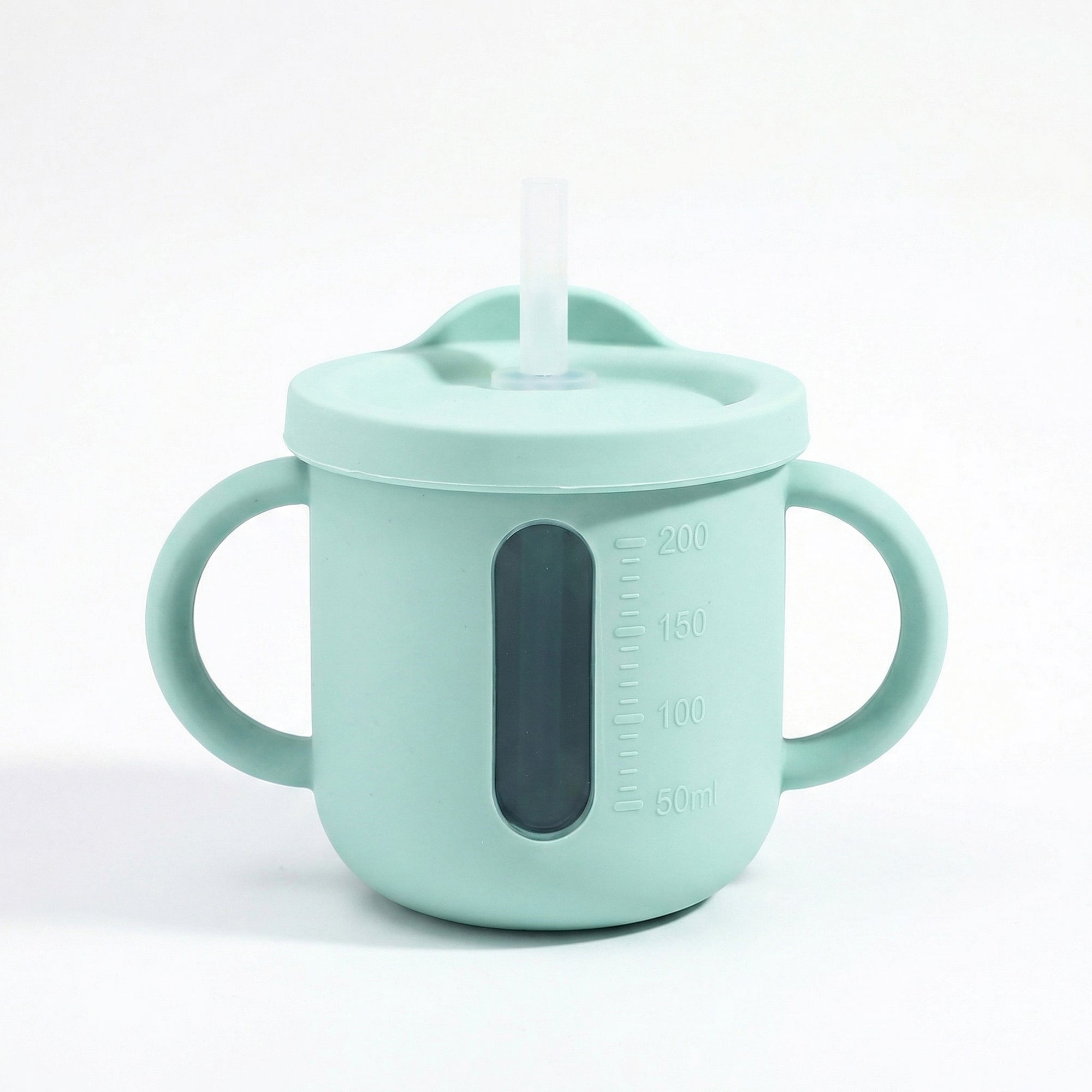 Anna-Kaci Baby Training Cup with Straw and Handles Soft Silicone Toddler Sippy Cup with Measurement Markings
