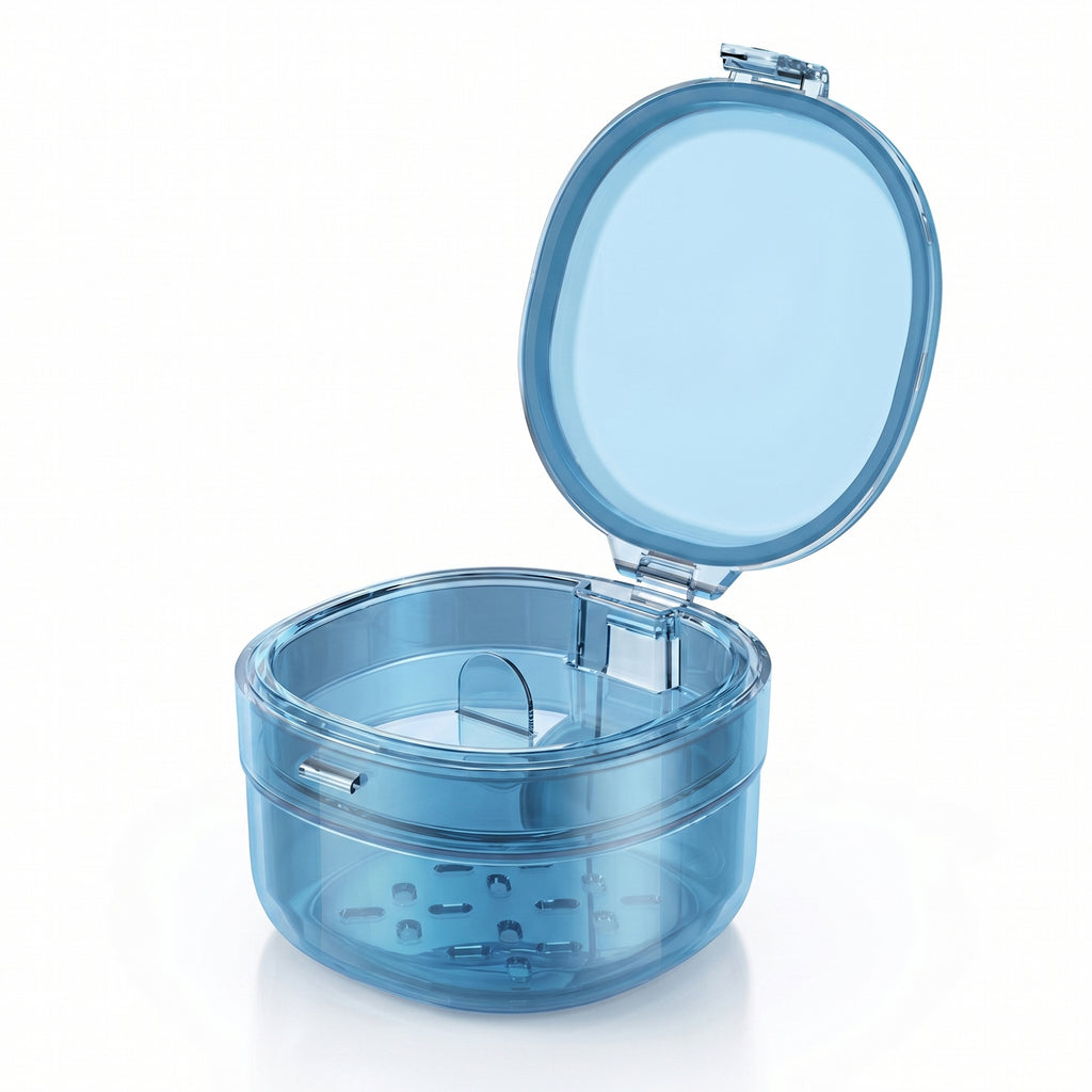 Anna-Kaci Retainer Case with Vent Drain Tray Portable Dental Storage Box for Aligners Dentures Mouth Guards