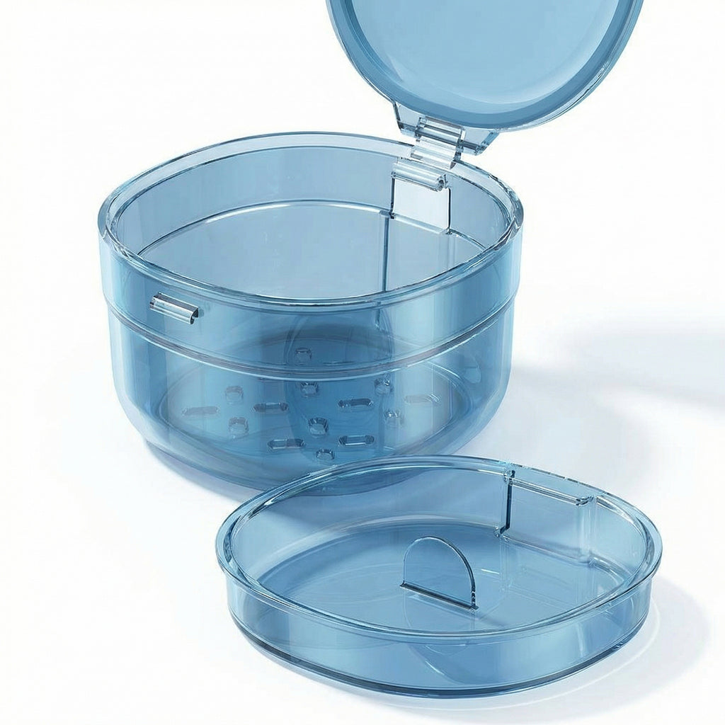 Anna-Kaci Retainer Case with Vent Drain Tray Portable Dental Storage Box for Aligners Dentures Mouth Guards