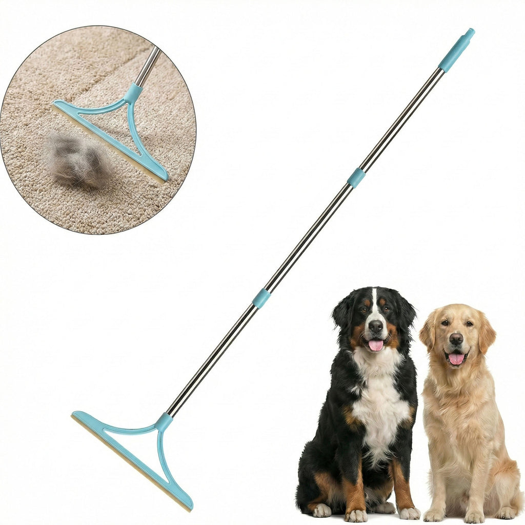 Anna-Kaci Pet Hair Removal Broom with Adjustable Handle for Carpets and Rugs