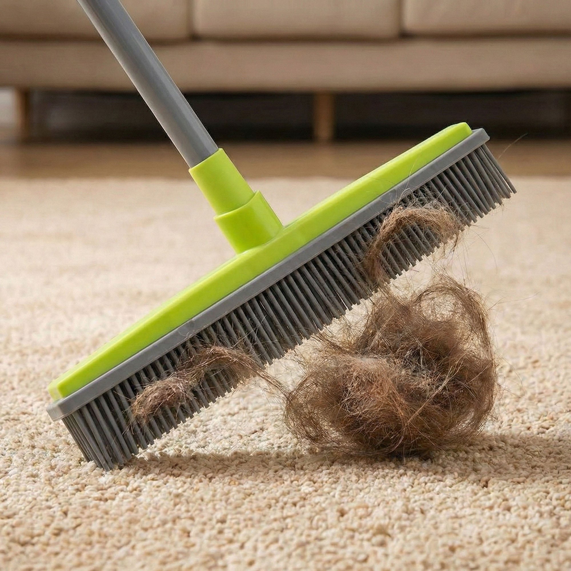 Anna-Kaci Pet Hair Removal Broom with Rubber Bristles and Long Handle