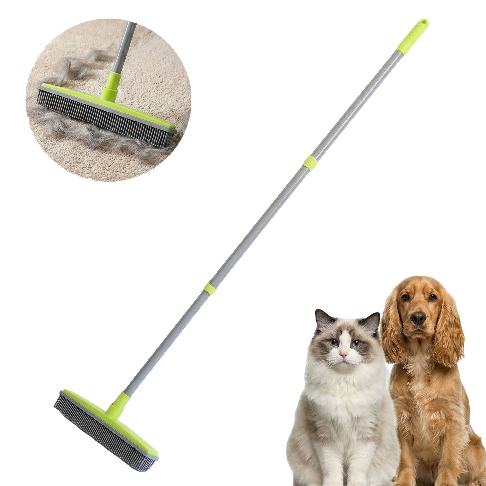 Anna-Kaci Pet Hair Removal Broom with Rubber Bristles and Long Handle