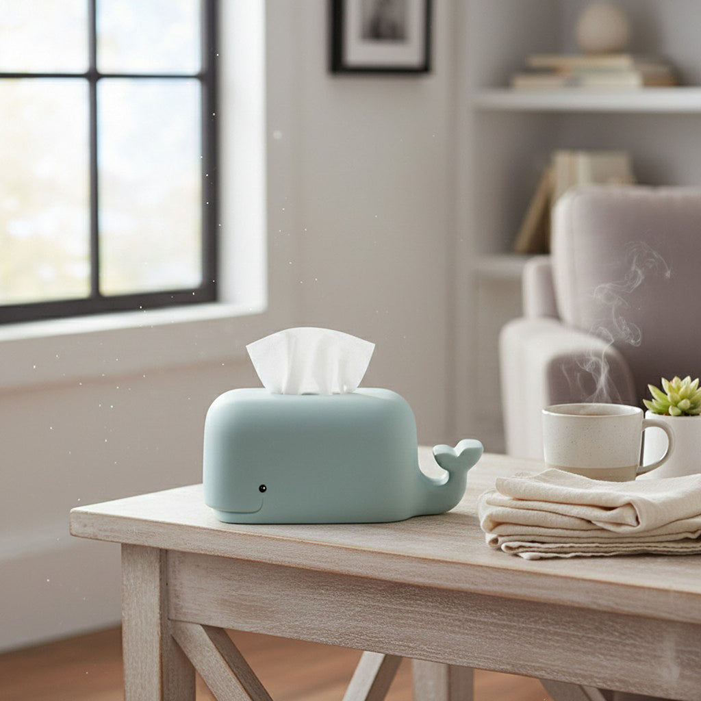 Anna-Kaci Whale Shape Tissue Box Cover Soft Decorative Tabletop Tissue Holder