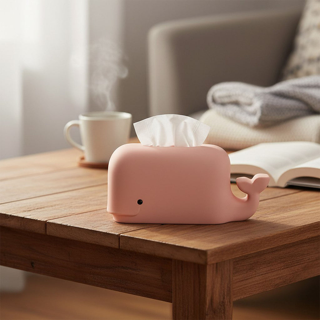 Anna-Kaci Whale Shape Tissue Box Cover Soft Decorative Tabletop Tissue Holder