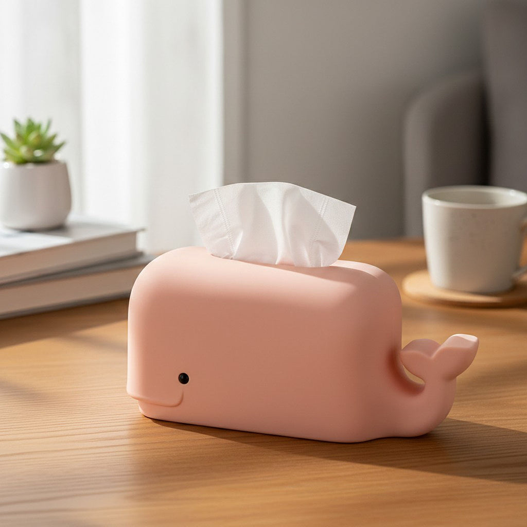 Anna-Kaci Whale Shape Tissue Box Cover Soft Decorative Tabletop Tissue Holder