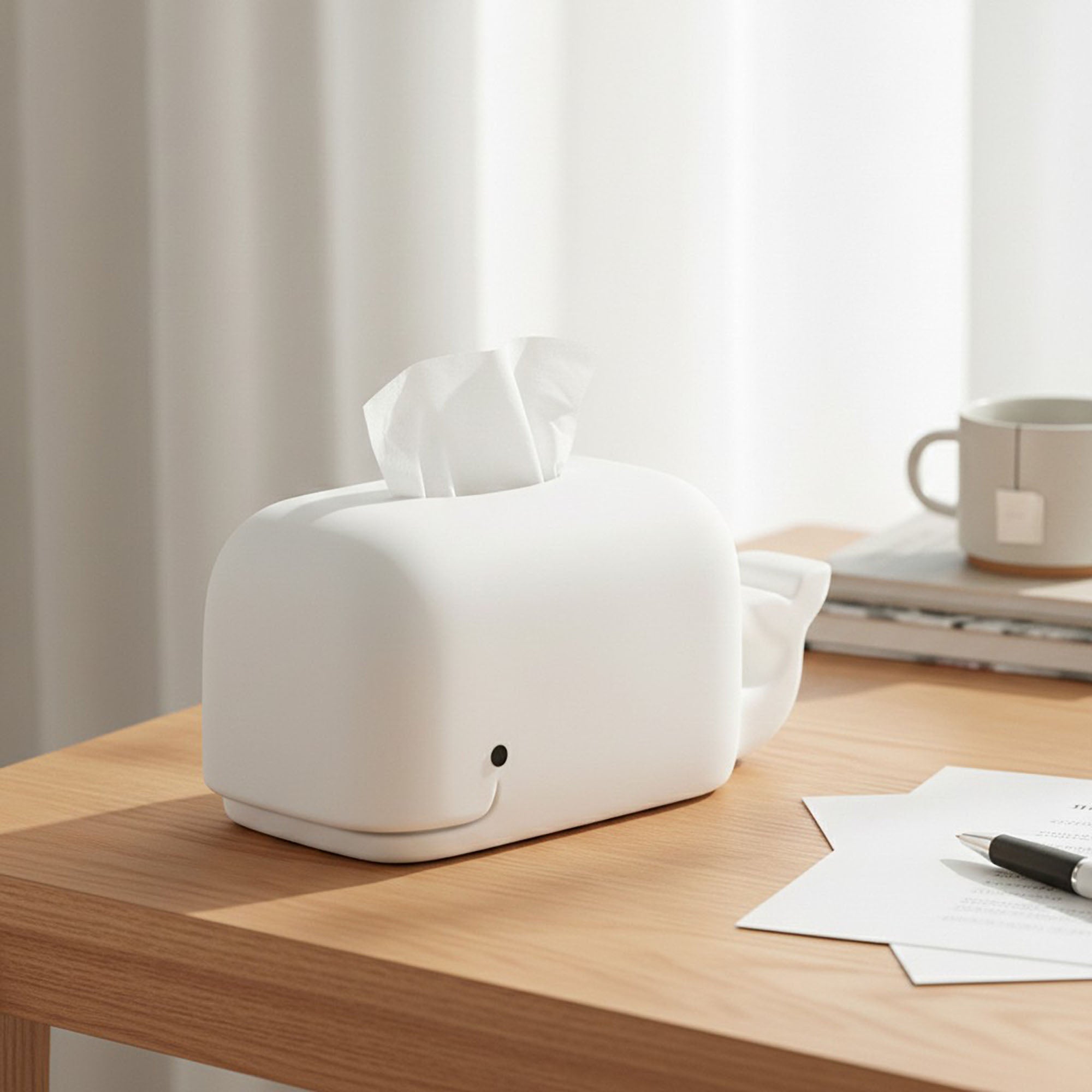 Anna-Kaci Whale Shape Tissue Box Cover Soft Decorative Tabletop Tissue Holder