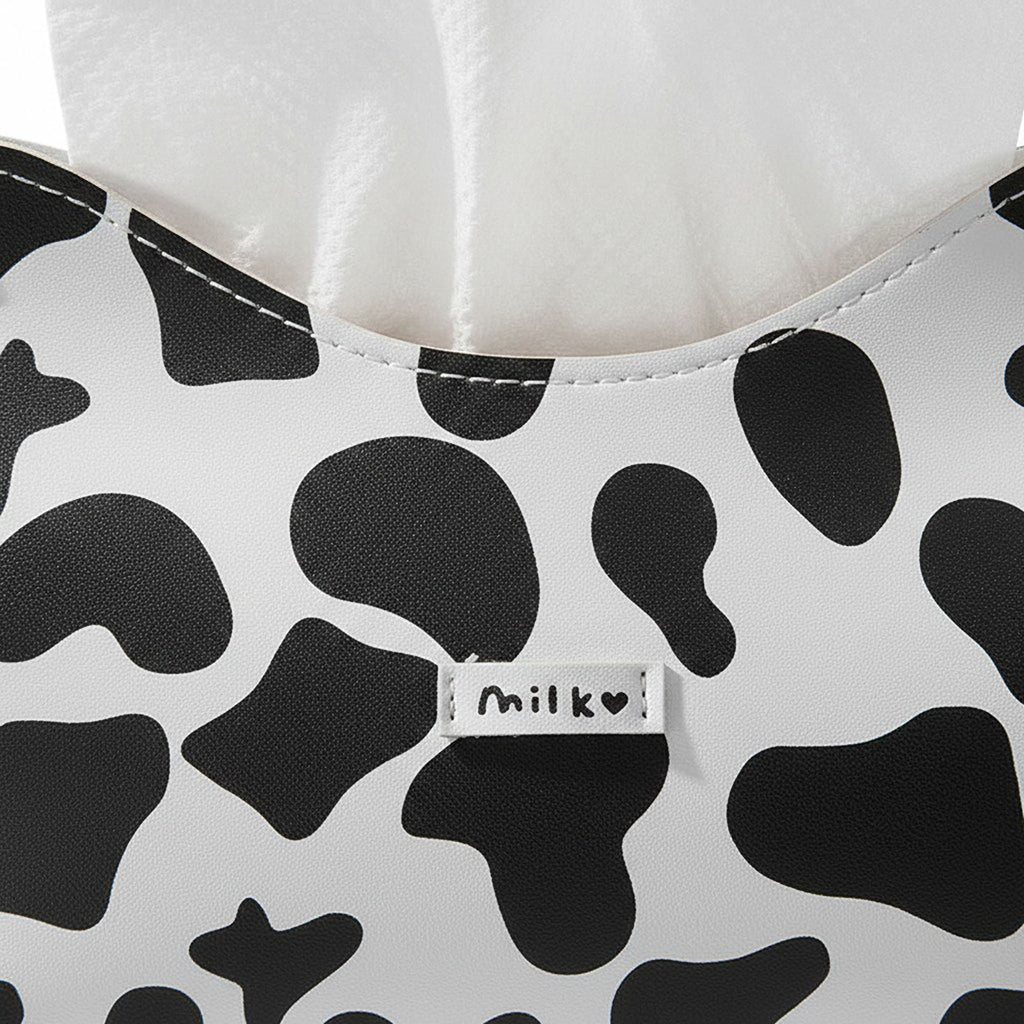 Anna-Kaci 3-piece Cow Print Tissue Box Cover Decorative Soft Holder for Tabletop Use