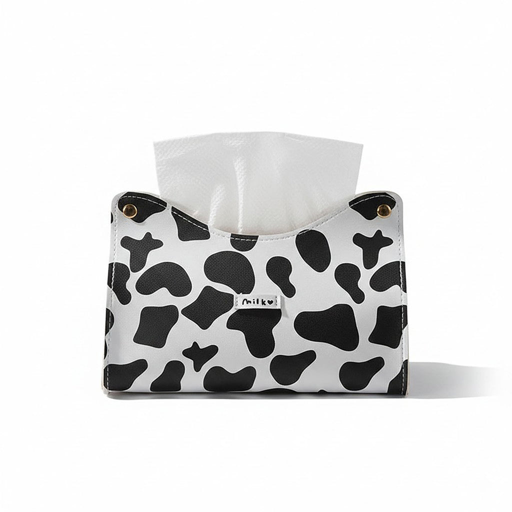 Anna-Kaci 3-piece Cow Print Tissue Box Cover Decorative Soft Holder for Tabletop Use