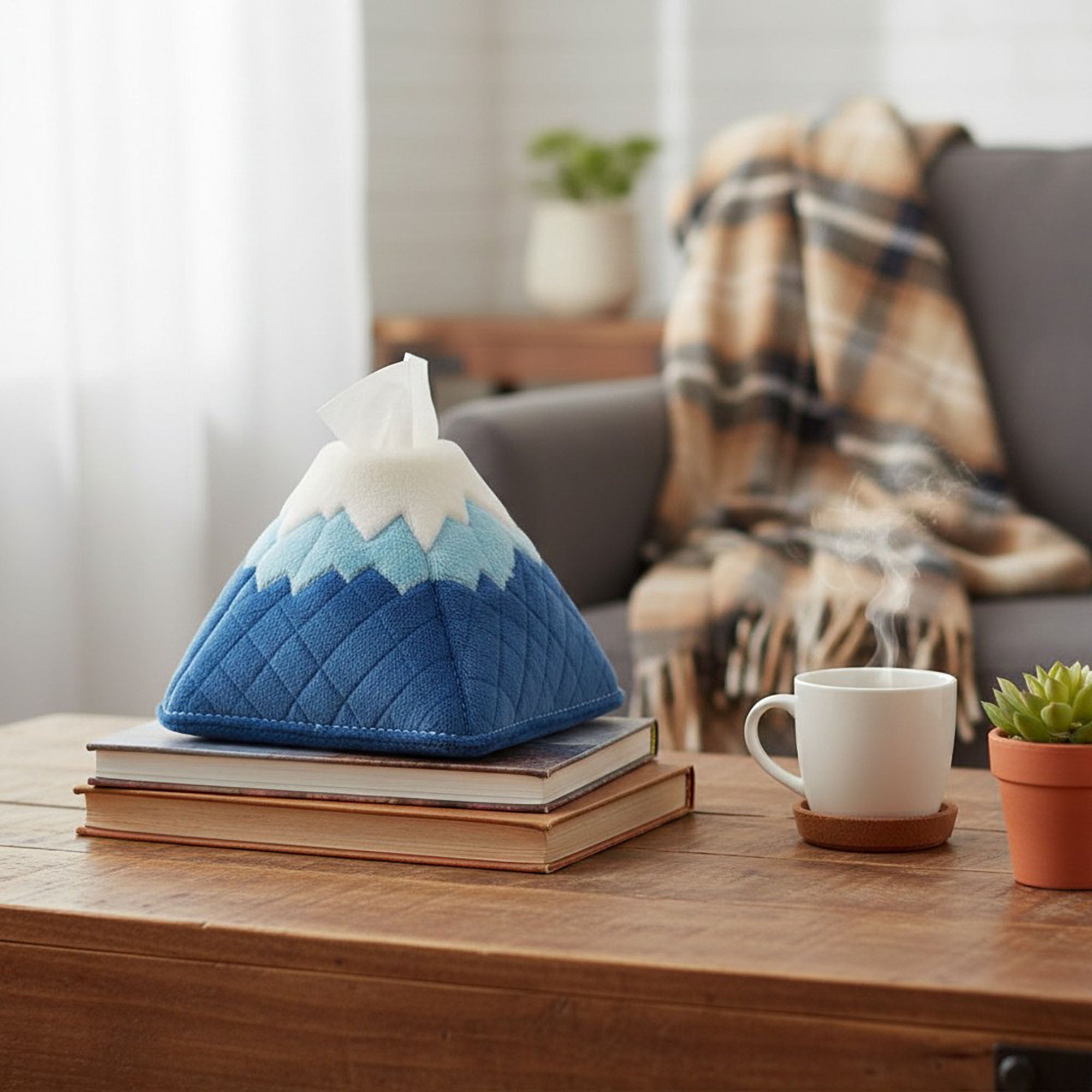 Anna-Kaci Mountain Shaped Tissue Box Cover Quilted Soft Decorative Holder