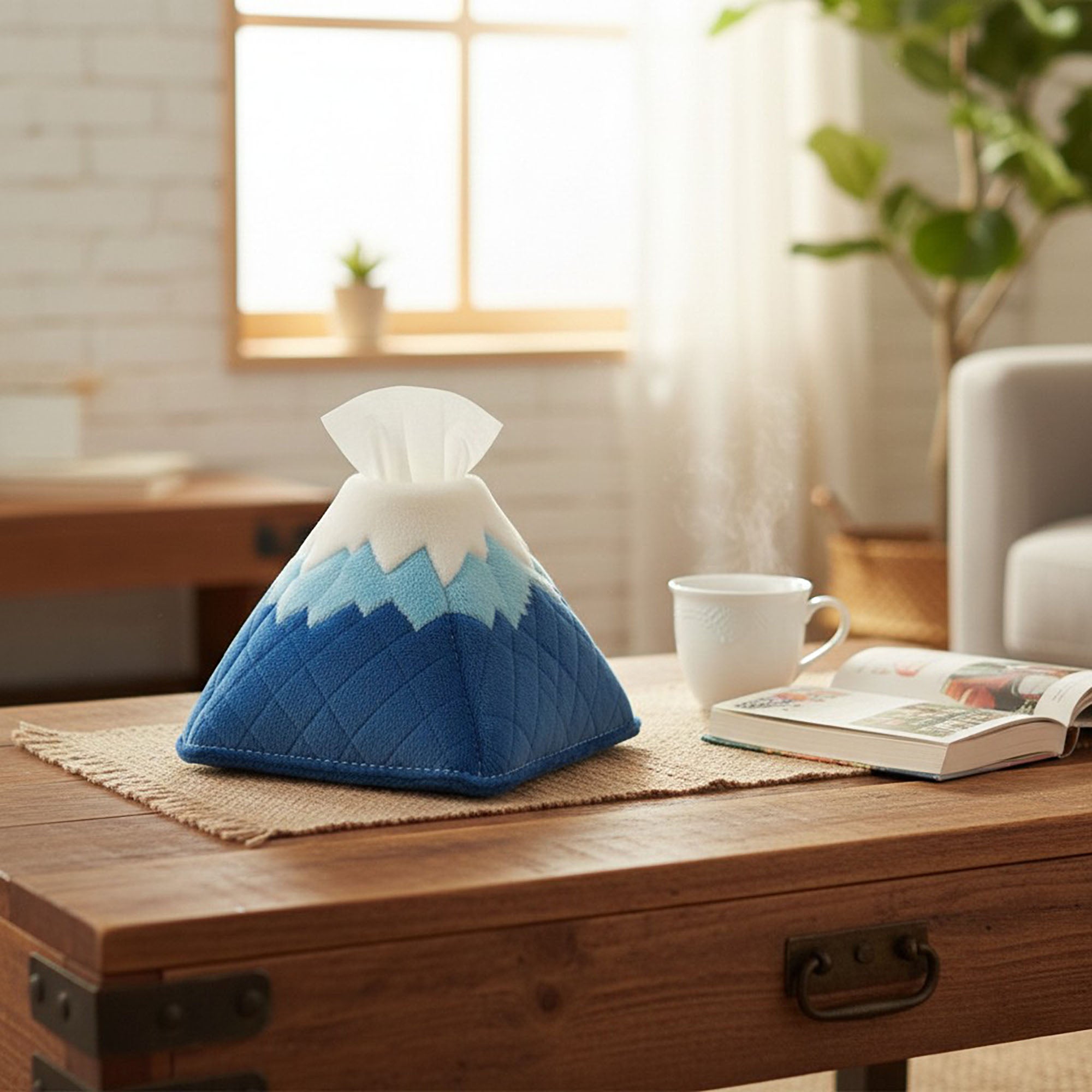 Anna-Kaci Mountain Shaped Tissue Box Cover Quilted Soft Decorative Holder