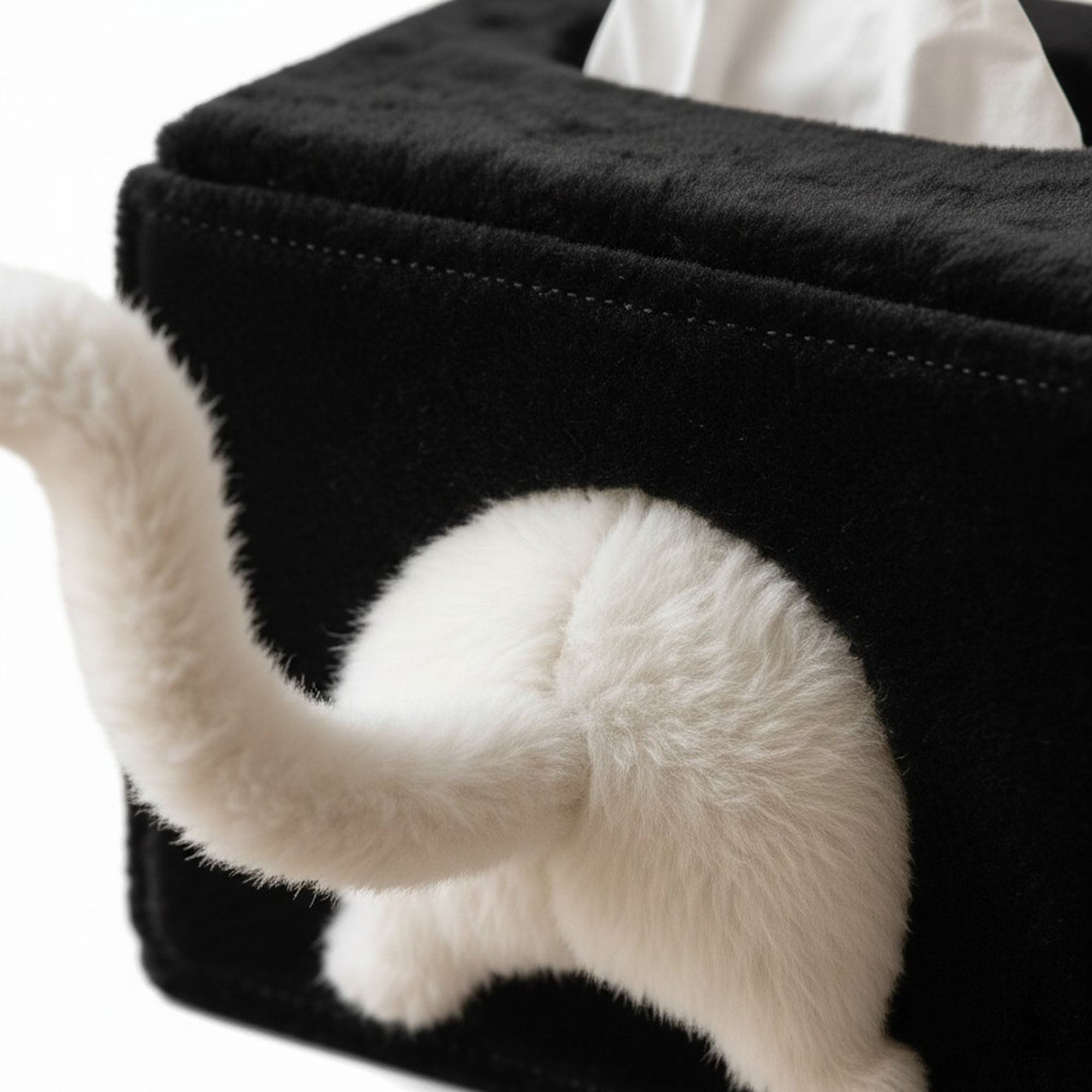 Anna-Kaci Cat Tail Shaped Tissue Box Cover Soft Plush Decorative Holder