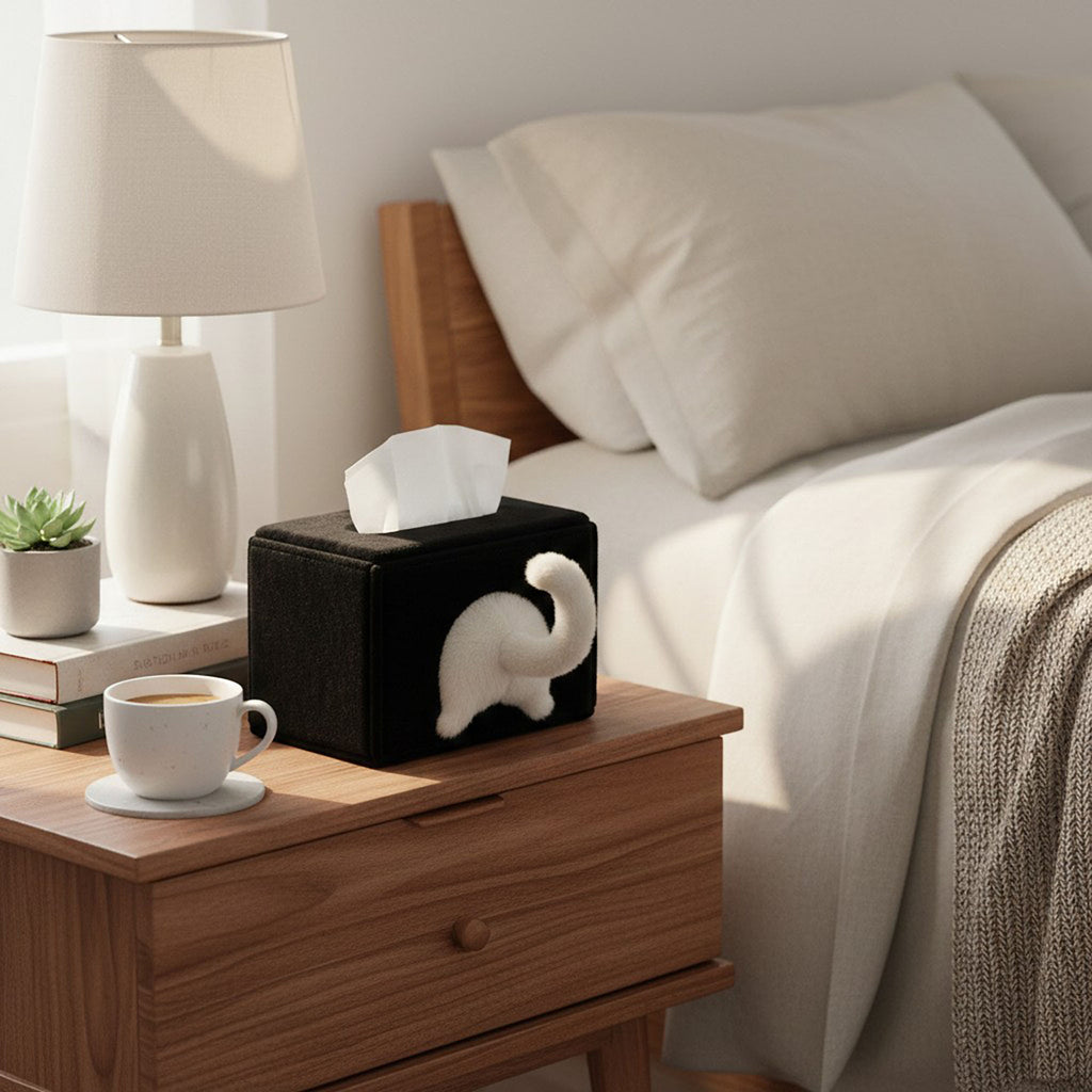 Anna-Kaci Cat Tail Shaped Tissue Box Cover Soft Plush Decorative Holder