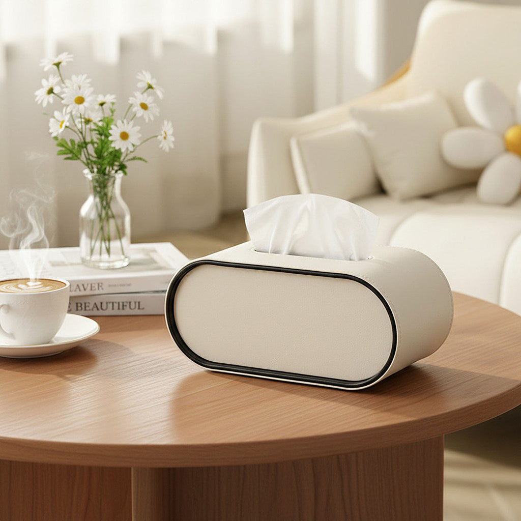 Anna-Kaci Rounded Minimalist Tissue Box Cover with Smooth Contoured Design