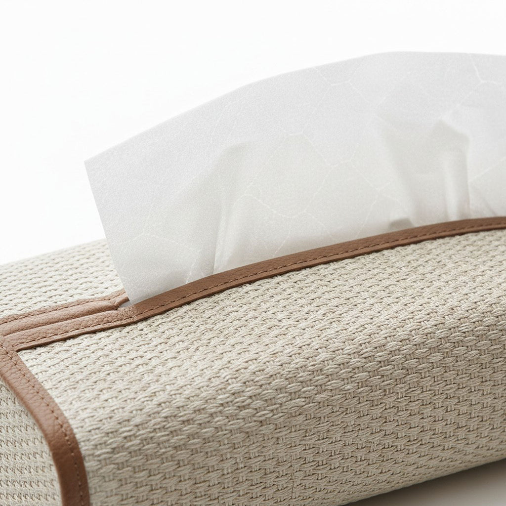 Anna-Kaci Textured Fabric Tissue Box Cover with Clean Trim Detail