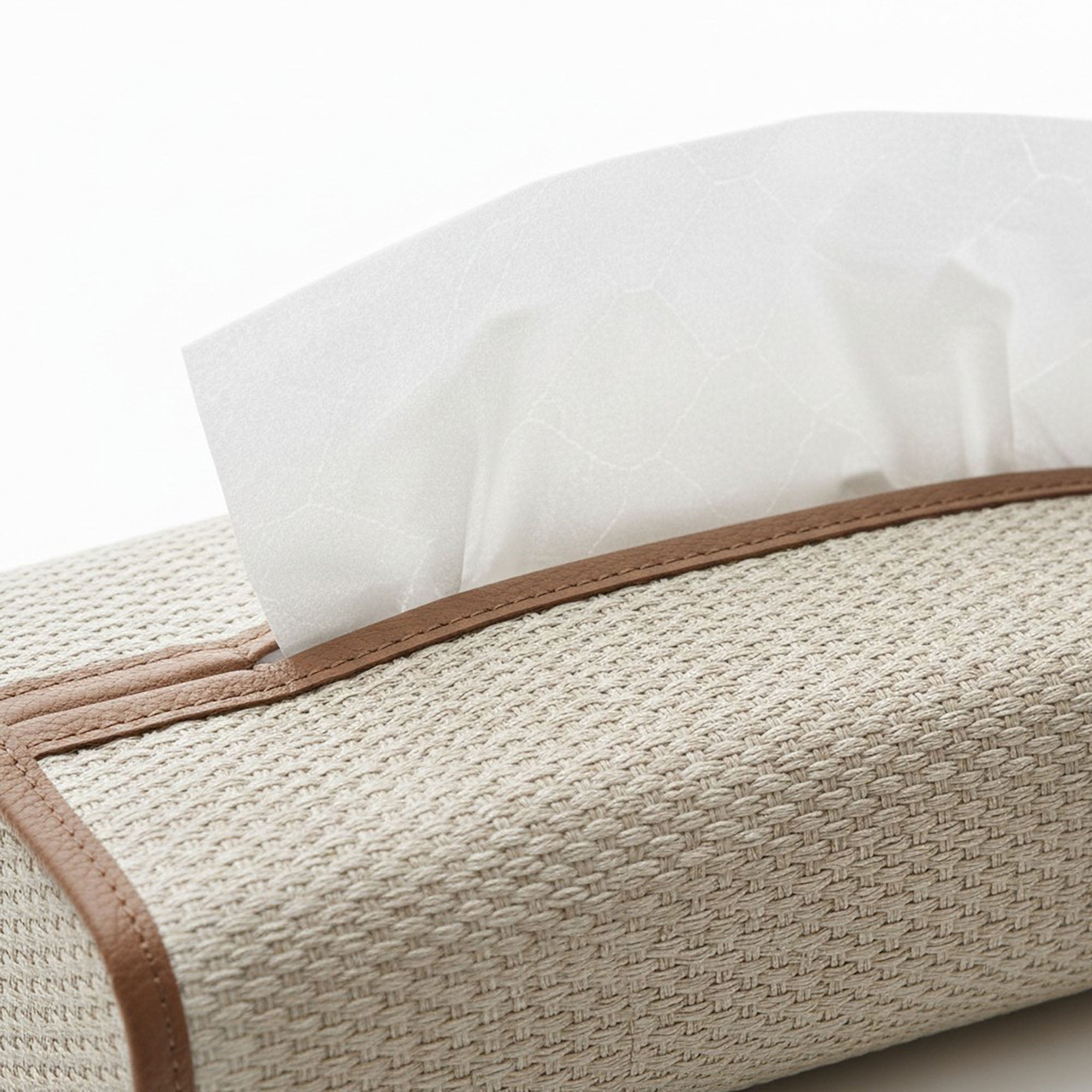 Anna-Kaci Textured Fabric Tissue Box Cover with Clean Trim Detail