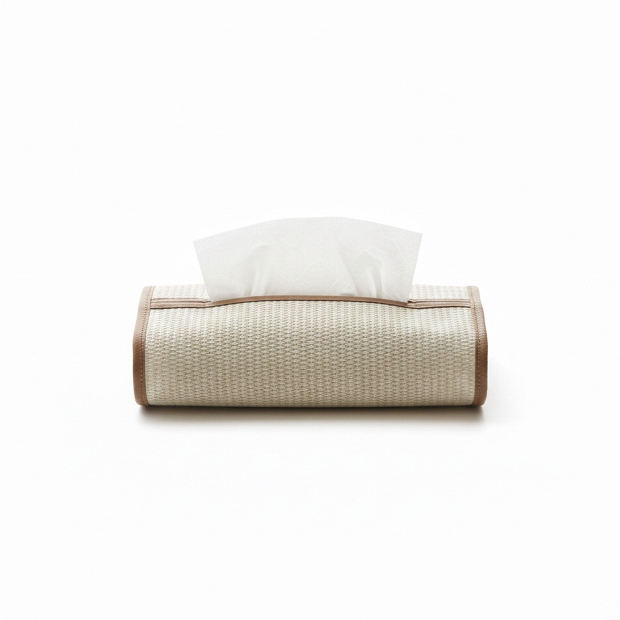 Anna-Kaci Textured Fabric Tissue Box Cover with Clean Trim Detail