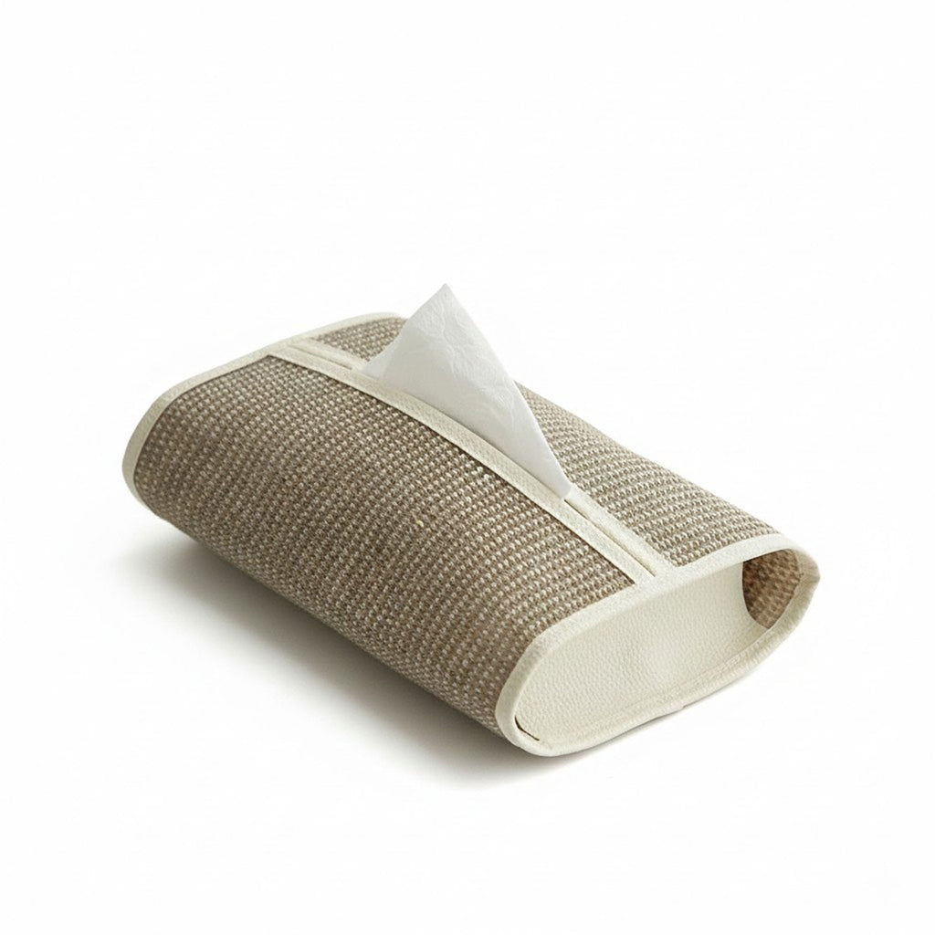 Anna-Kaci Textured Fabric Tissue Box Cover with Clean Trim Detail