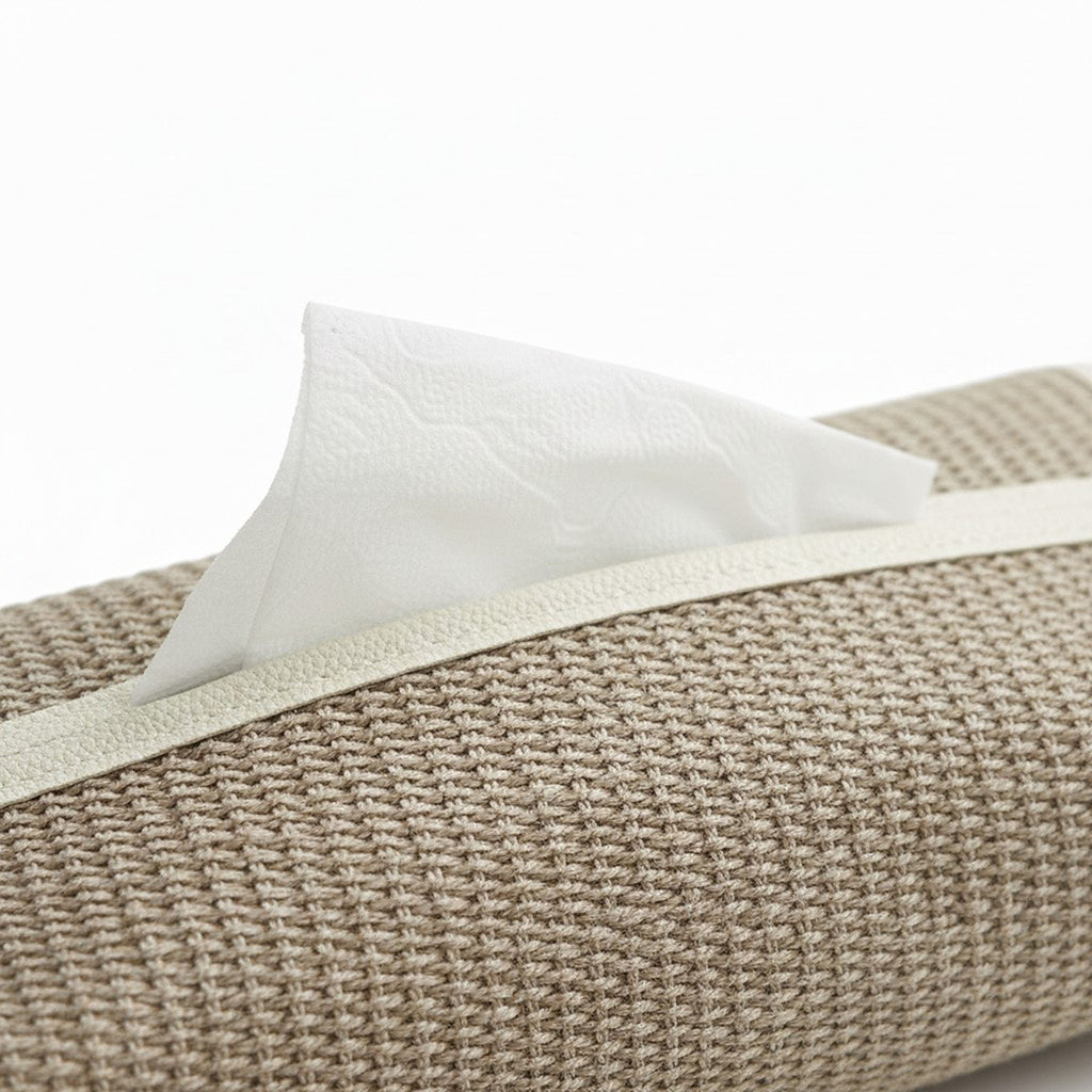 Anna-Kaci Textured Fabric Tissue Box Cover with Clean Trim Detail