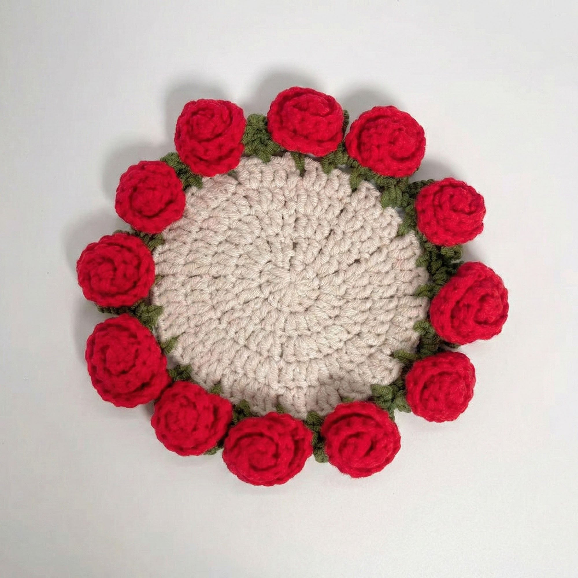 Anna-Kaci Handcrafted Crochet Sunflower Coaster with Floral Knit Design