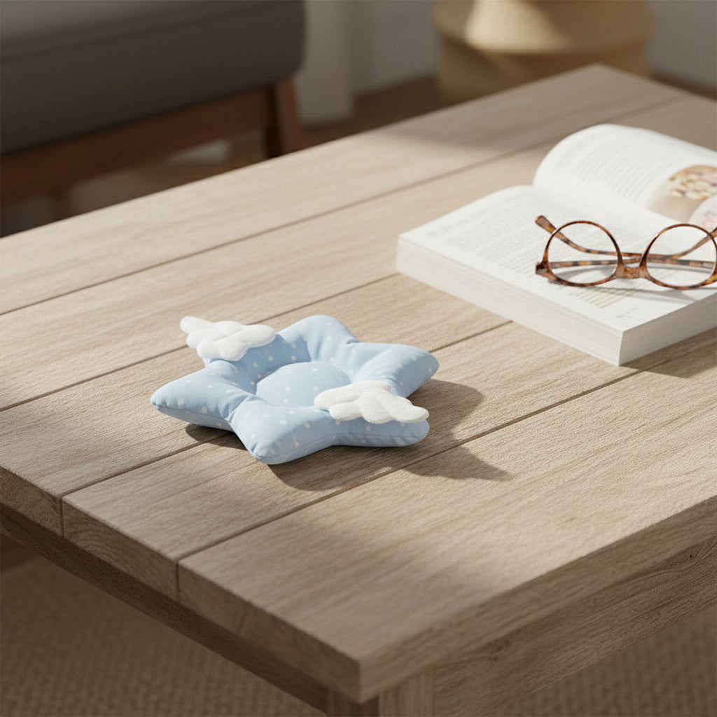 Anna-Kaci 2-PC Star Shaped Fabric Cup Coaster with Soft Padded Design and Decorative Wing Detail