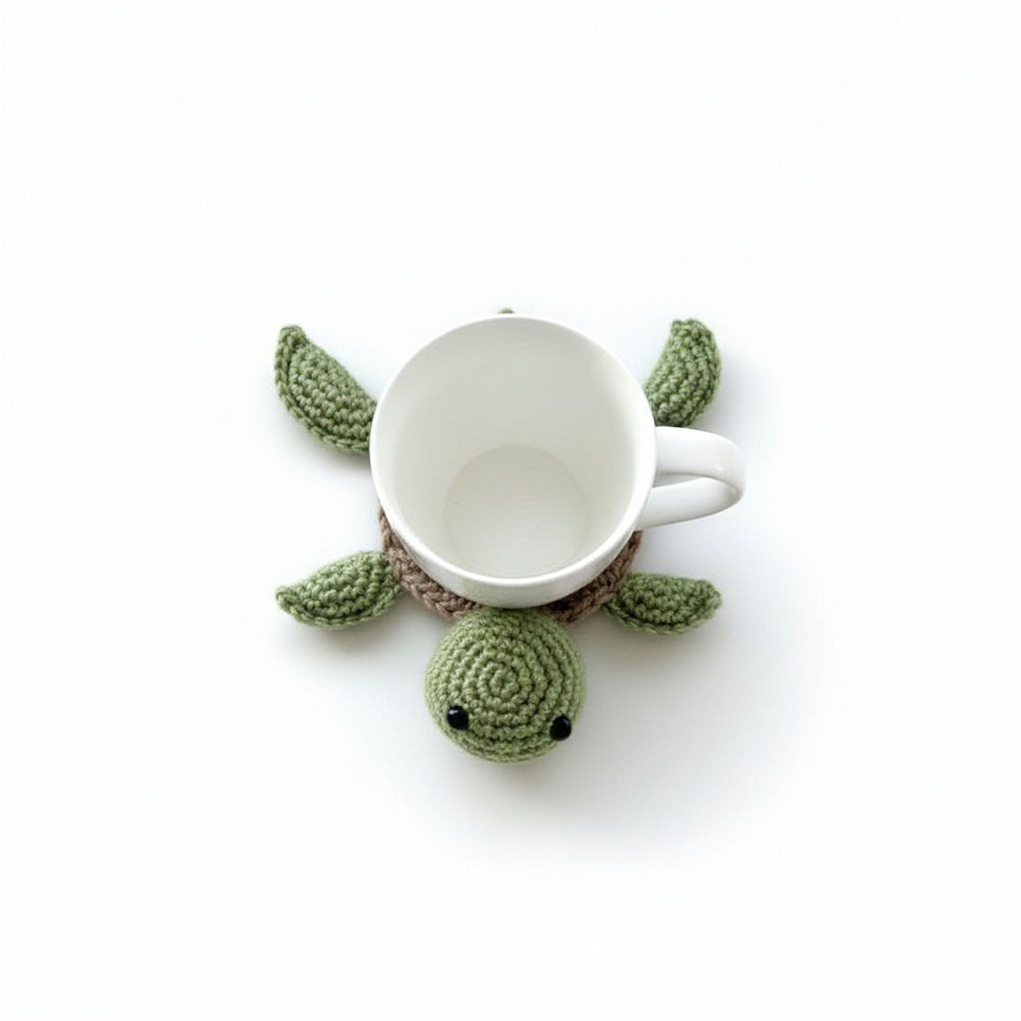 Anna-Kaci Handcrafted Crochet Turtle Coaster with Knit Animal Design