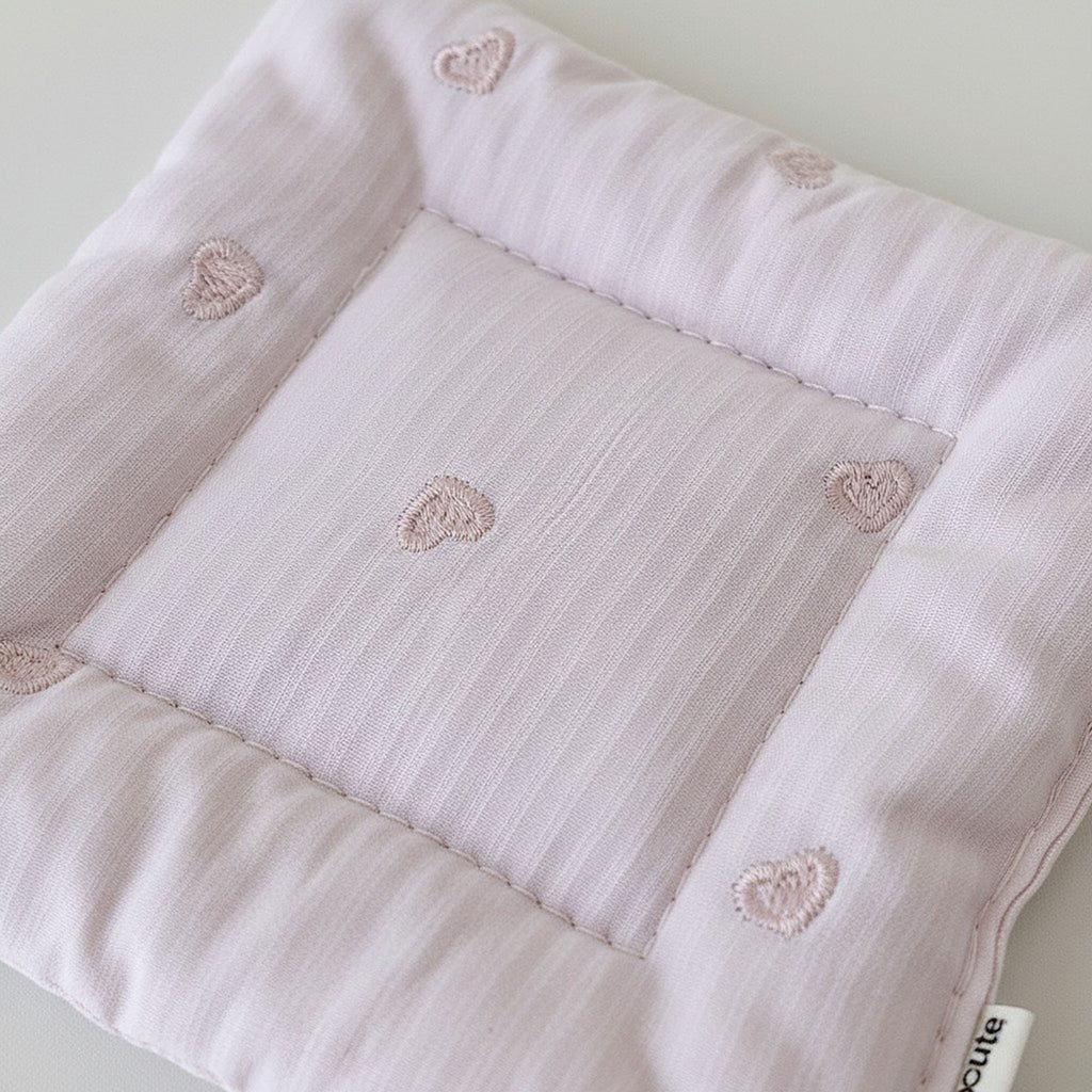 Anna-Kaci 2-PC Square Fabric Cup Coaster with Soft Padded Design and Subtle Heart Embroidery