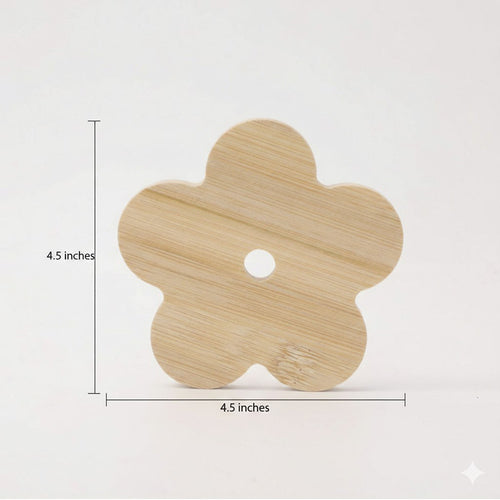 Anna-Kaci 5-Piece Bamboo Flower Shaped Coaster Set with Holder Stand