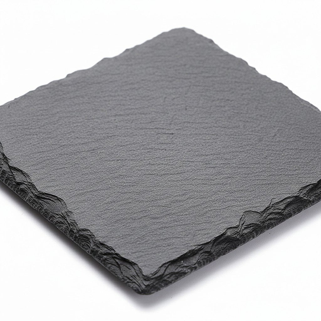 Anna-Kaci Natural Slate Stone Coaster Set Assorted Round Square Heart Shapes