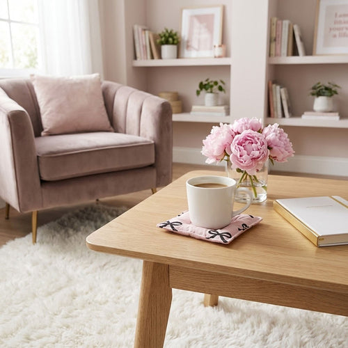Anna-Kaci Posavasos Acolchado de Tela de 2 Piezas con Estampado de Lazo Protector Decorativo de Mesa