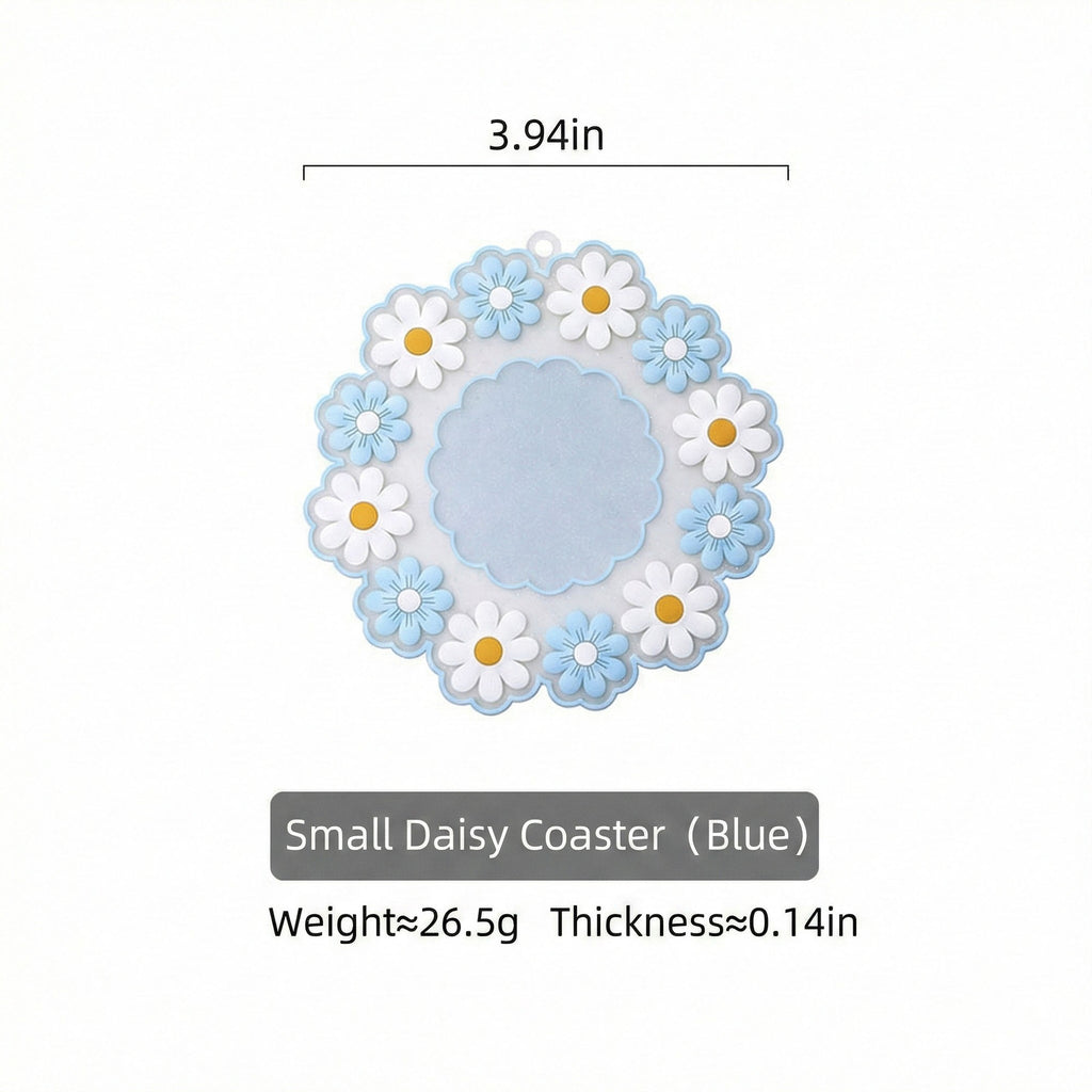 Anna-Kaci 4-PC Daisy Floral Silicone Trivet Heat Resistant Non Slip Kitchen Pot Holder