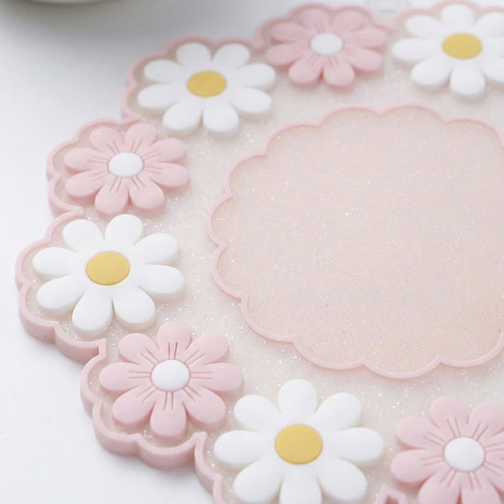Anna-Kaci 4-PC Daisy Floral Silicone Trivet Heat Resistant Non Slip Kitchen Pot Holder