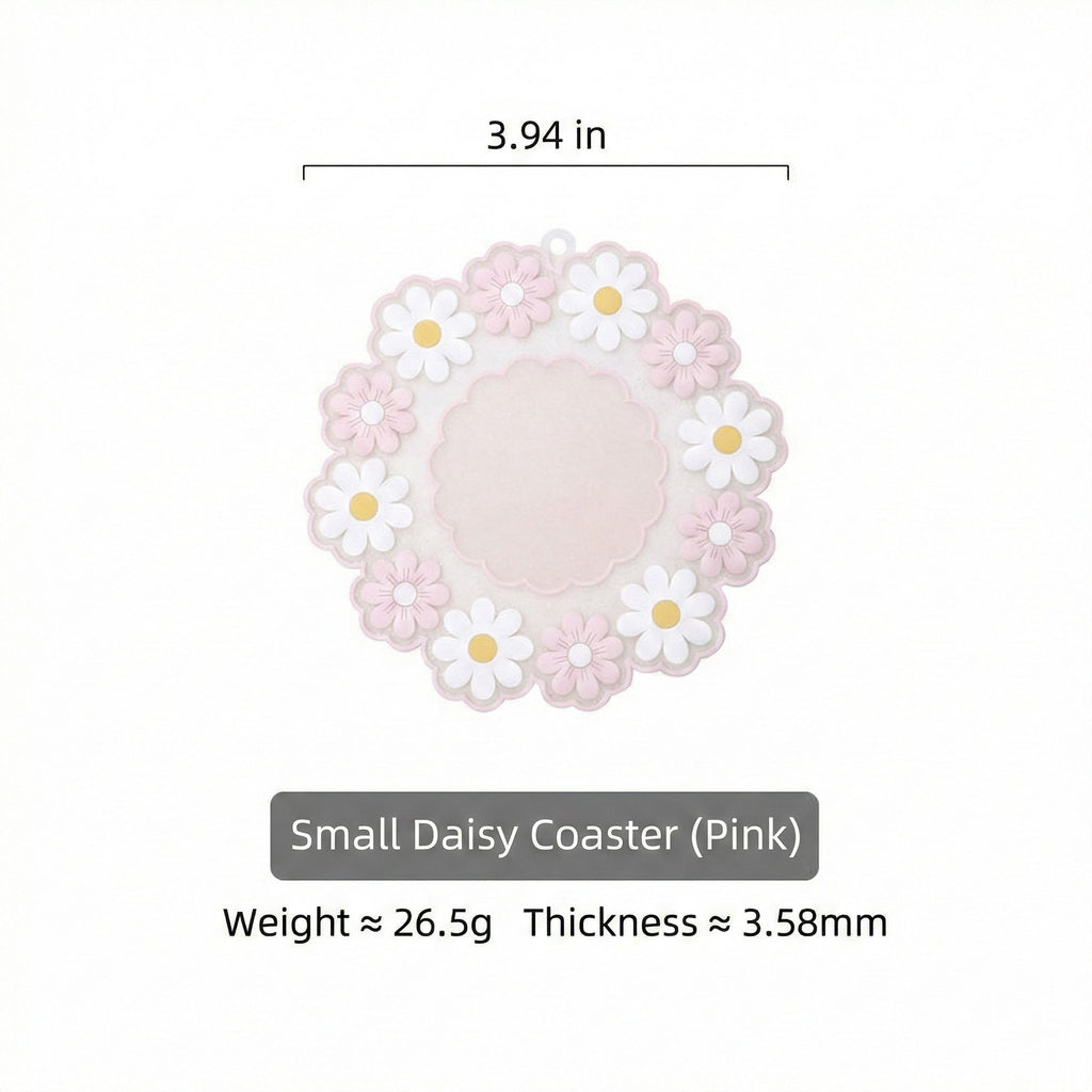 Anna-Kaci 4-PC Daisy Floral Silicone Trivet Heat Resistant Non Slip Kitchen Pot Holder