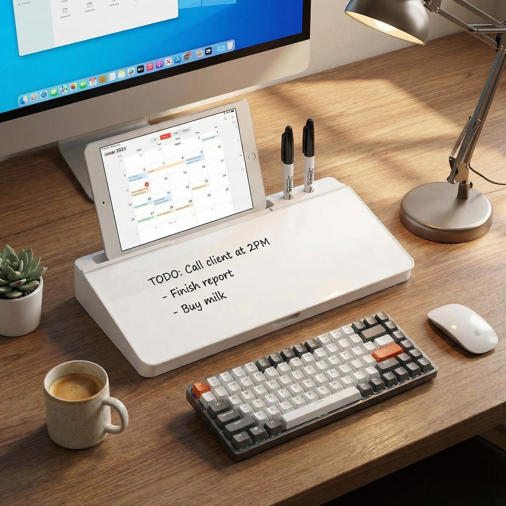 Anna-Kaci Desk Organizer with Dry Erase Board Tablet Stand Desktop Storage Holder for Office and Home