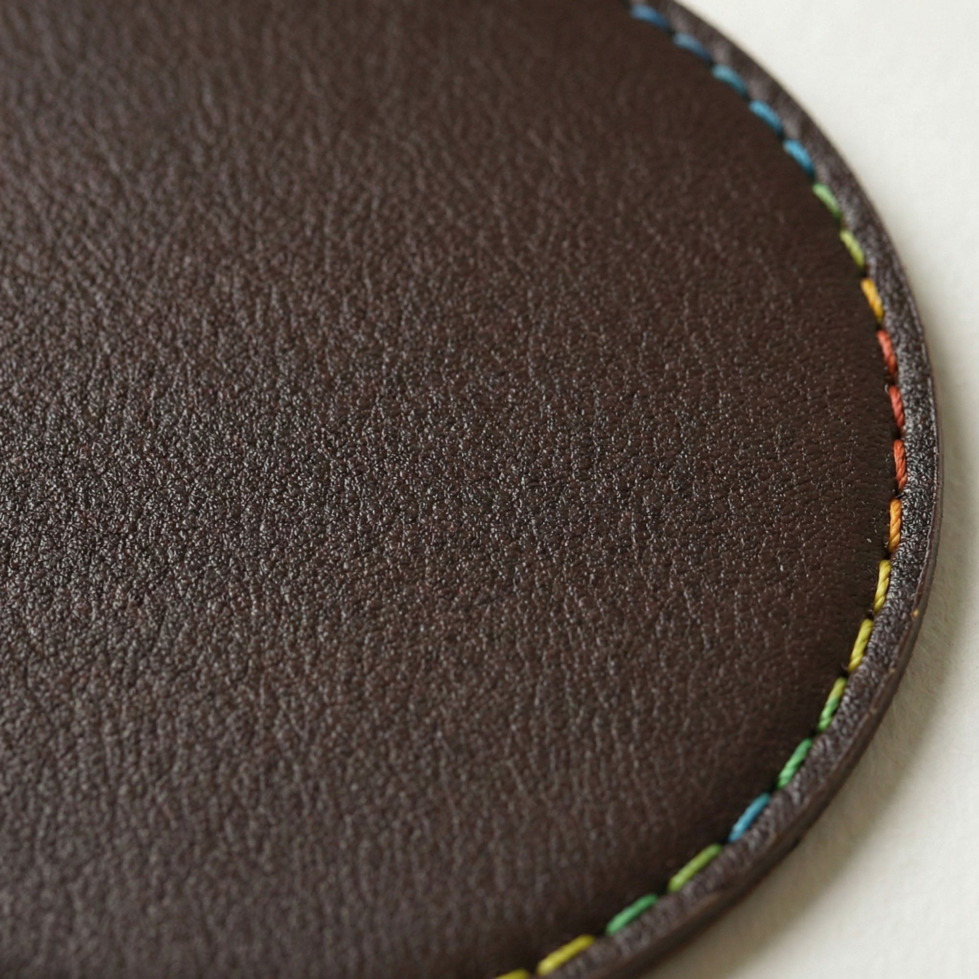 Anna-Kaci 4-PC Round Leather Coaster with Stitched Edge Durable Table Protector