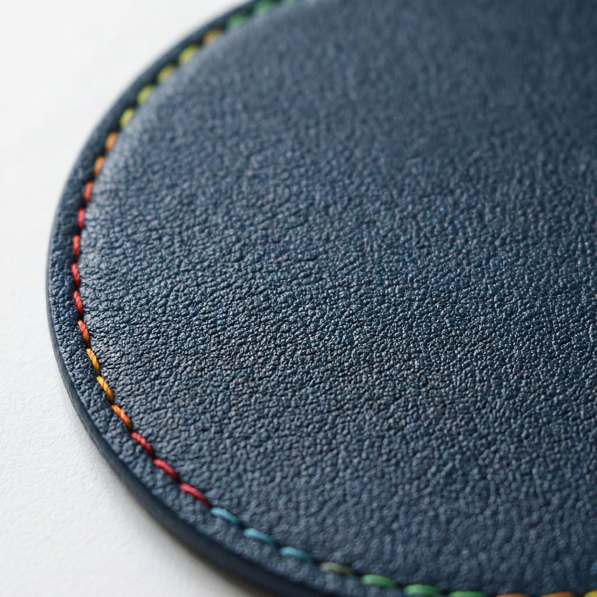 Anna-Kaci 4-PC Round Leather Coaster with Stitched Edge Durable Table Protector