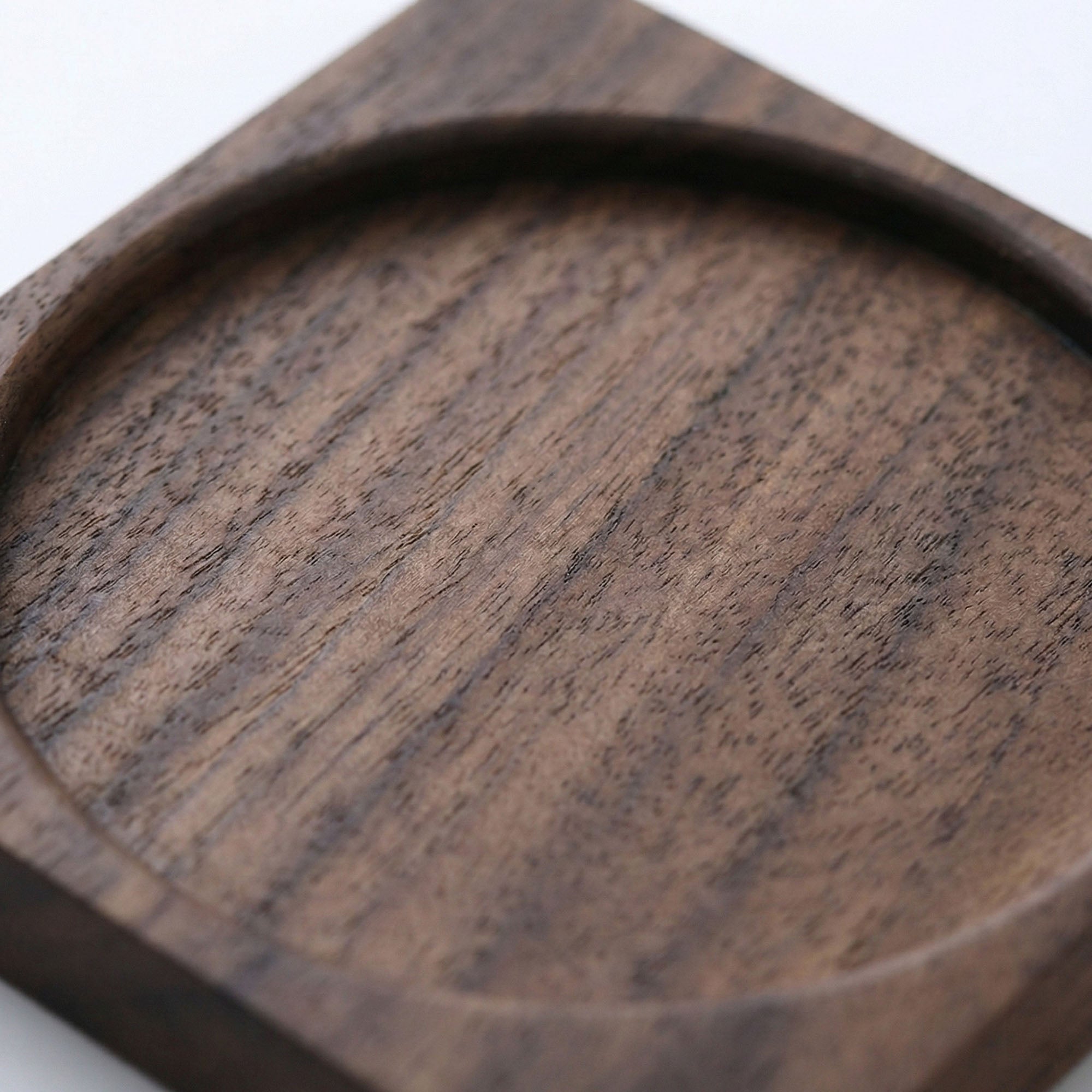 Anna-Kaci 2-PC Square Wood Coaster with Recessed Round Groove Table Protector