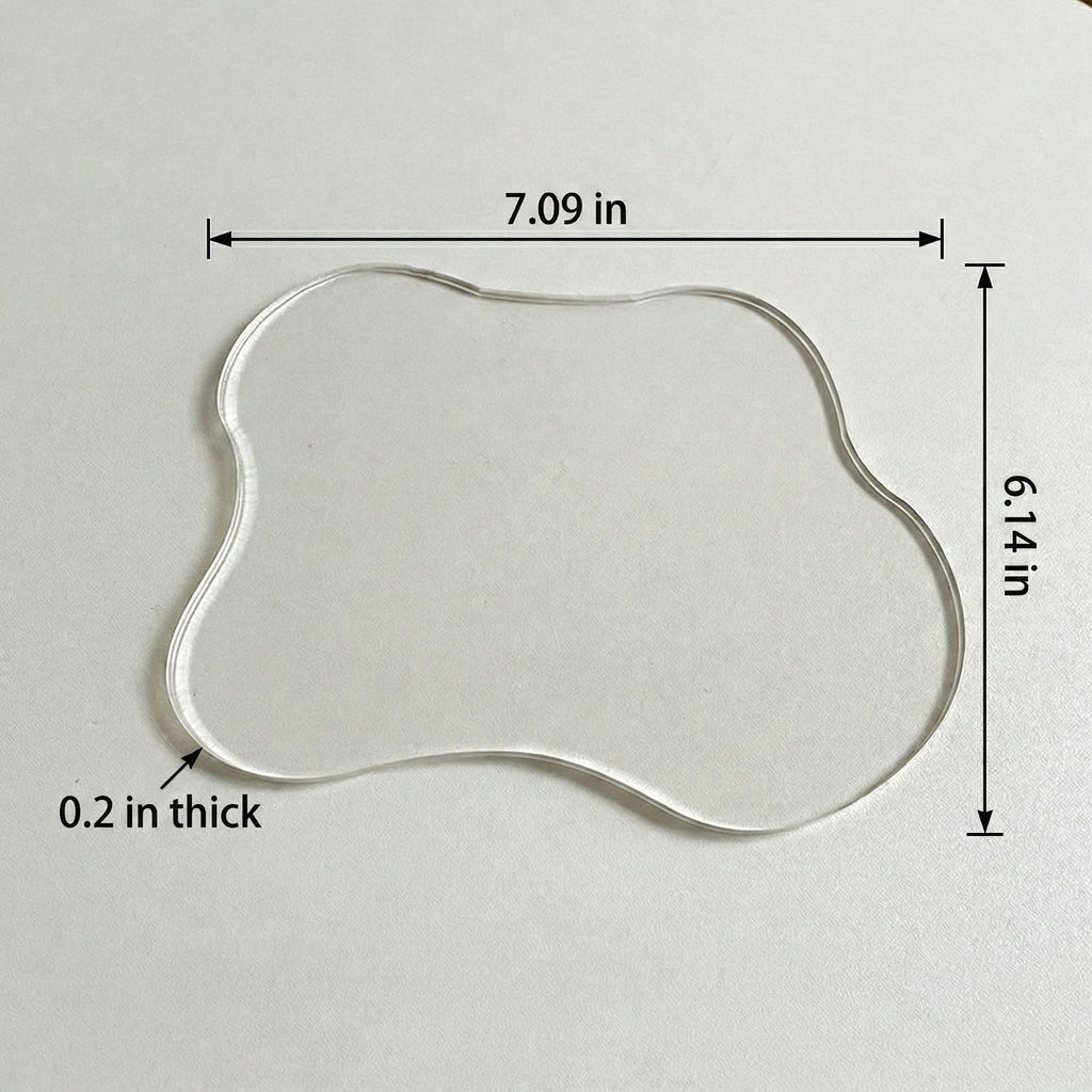 Anna-Kaci 2-PC Clear Wavy Edge Coaster Transparent Drink Table Protector