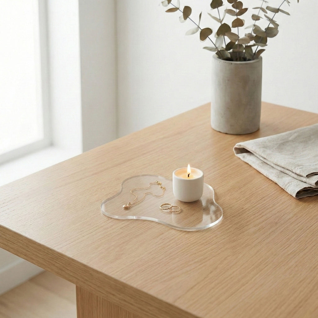 Anna-Kaci 2-PC Clear Wavy Edge Coaster Transparent Drink Table Protector