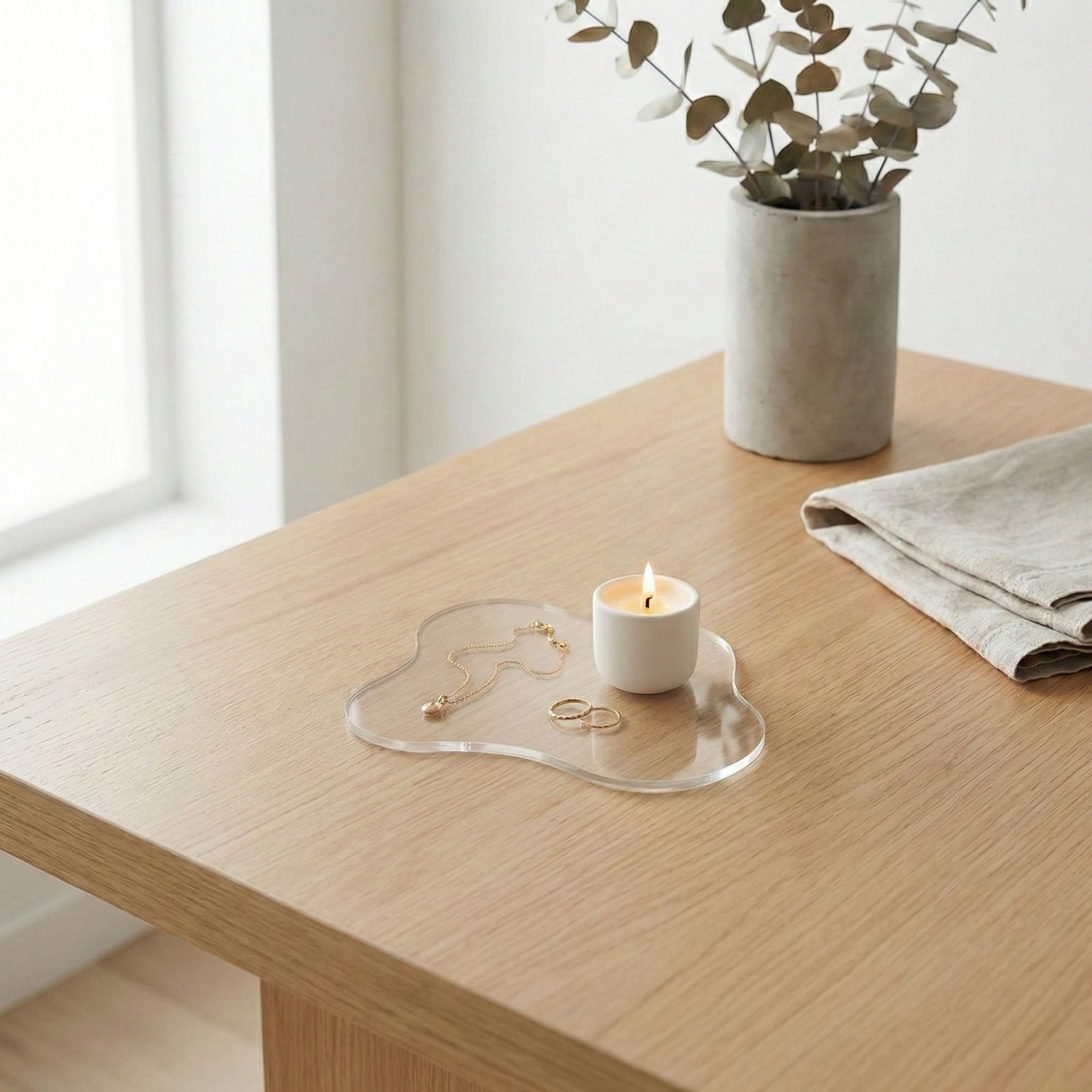 Anna-Kaci 2-PC Clear Wavy Edge Coaster Transparent Drink Table Protector