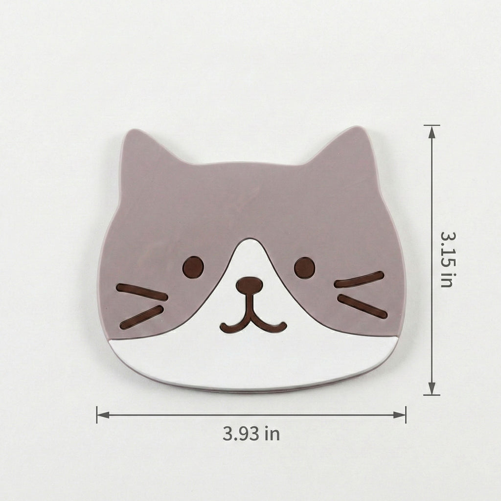 Anna-Kaci 4-PC Cat Face Coaster Cute Non Slip Drink Table Protector