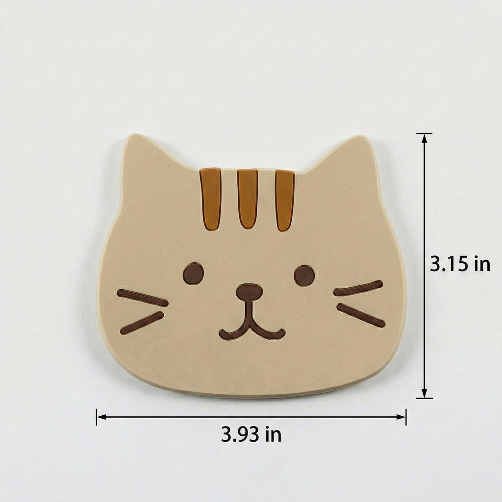 Anna-Kaci 4-PC Cat Face Coaster Cute Non Slip Drink Table Protector