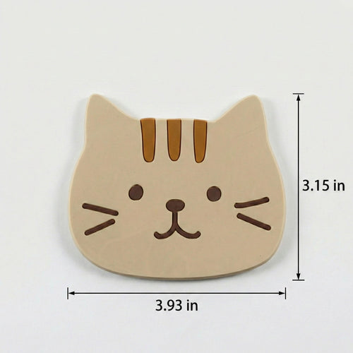 Anna-Kaci 4-PC Cat Face Coaster Cute Non Slip Drink Table Protector
