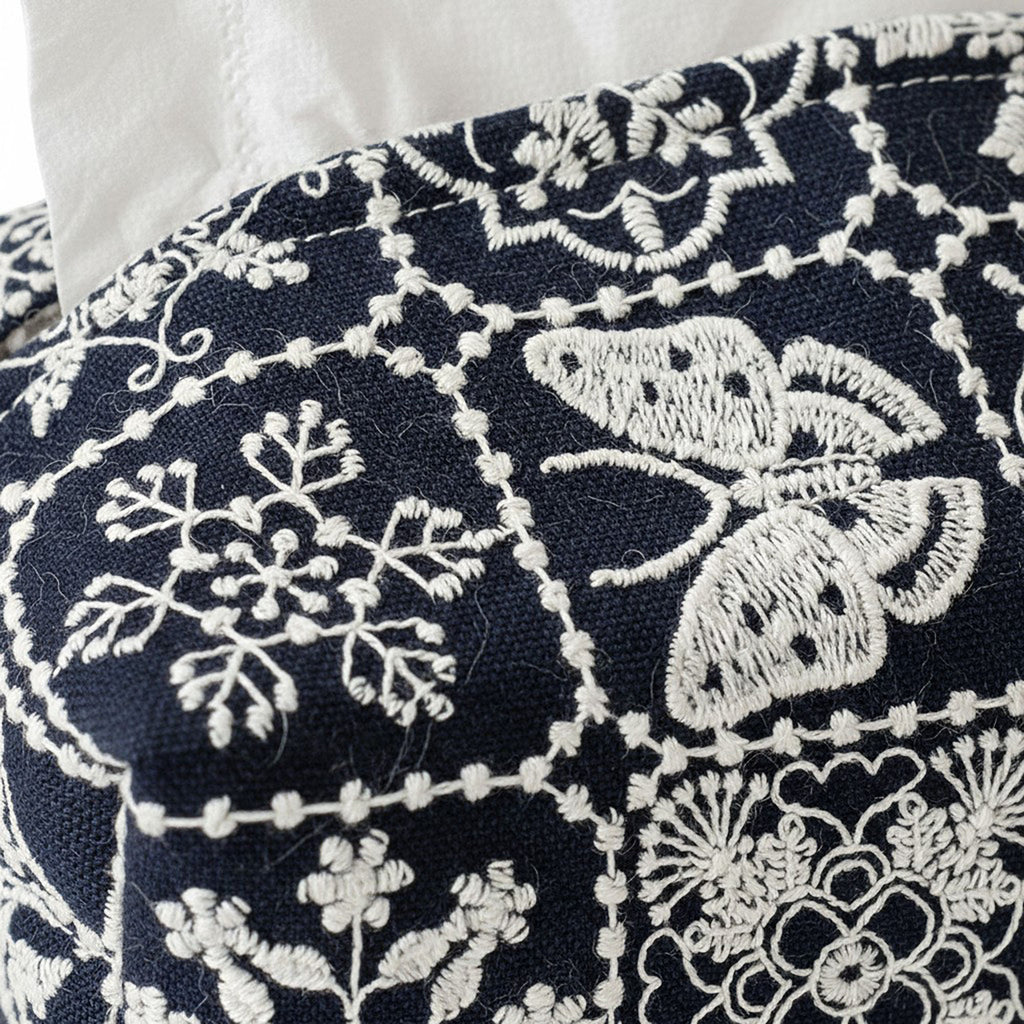 Anna-Kaci Embroidered Fabric Tissue Holder with Patchwork Pattern Design
