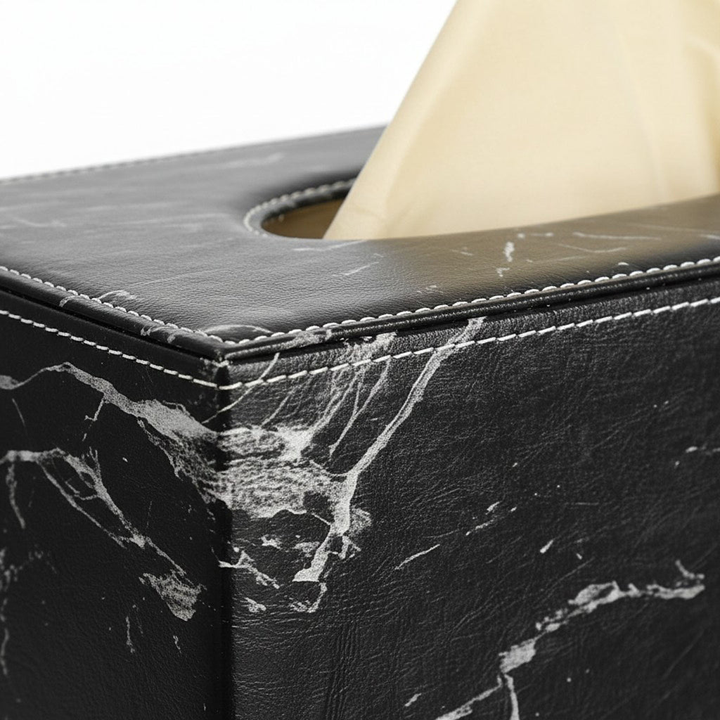 Anna-Kaci Faux Marble Leatherette Tissue Holder Rectangular Box Cover