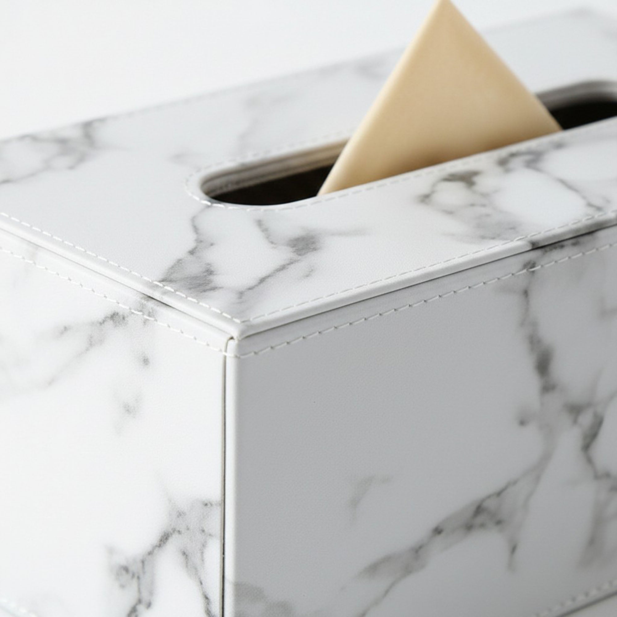 Anna-Kaci Faux Marble Leatherette Tissue Holder Rectangular Box Cover