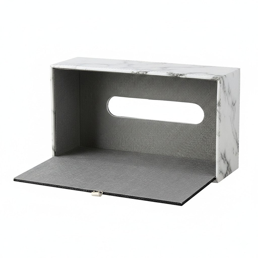 Anna-Kaci Faux Marble Leatherette Tissue Holder Rectangular Box Cover