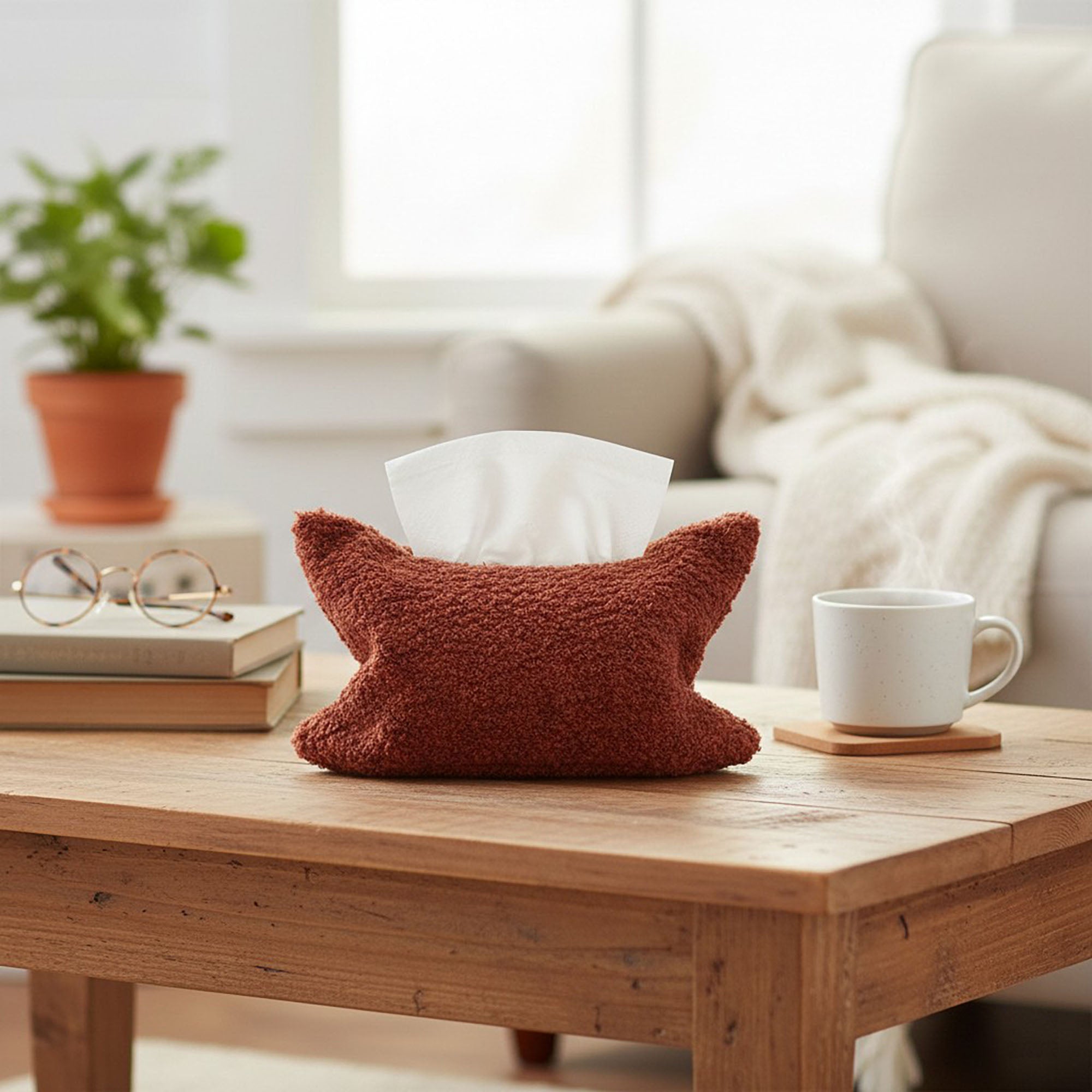 Anna-Kaci Soft Boucl¨¦ Fabric Tissue Holder Lightweight Decorative Cover