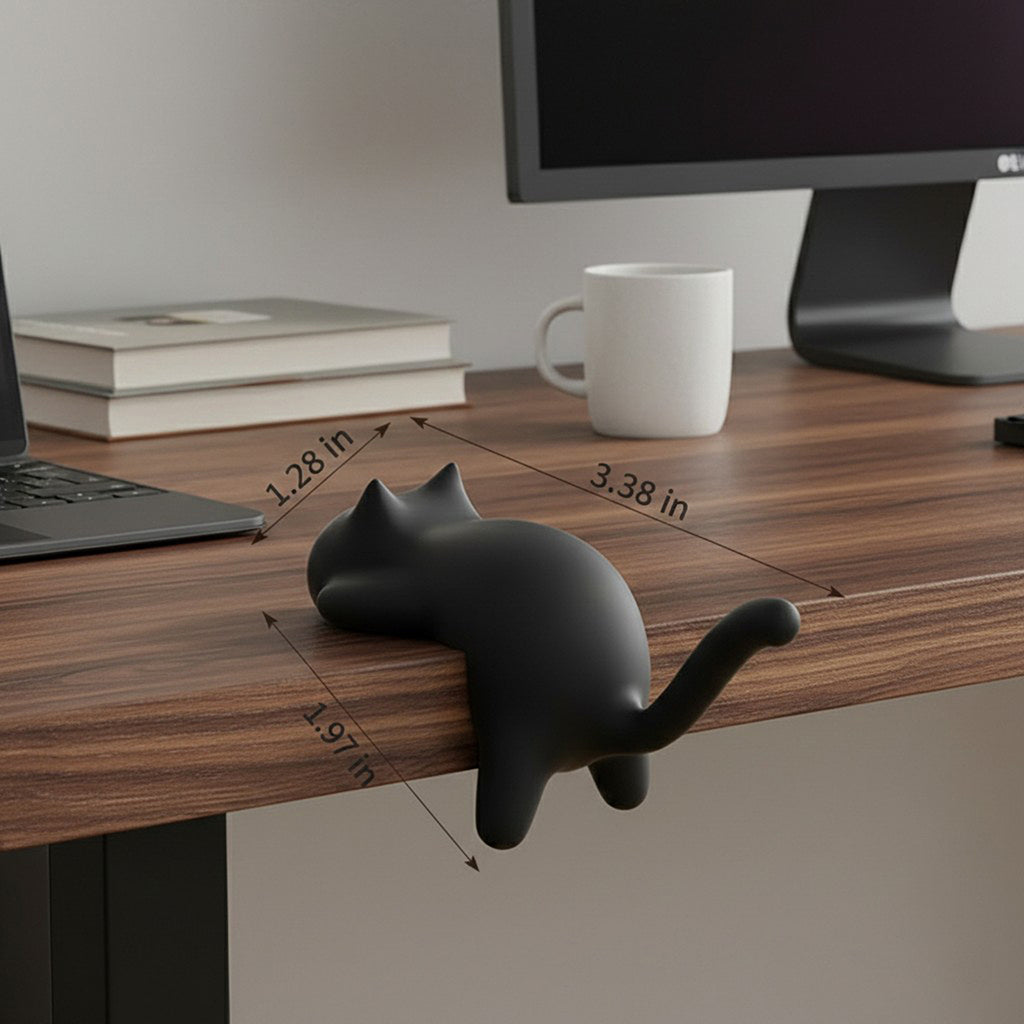 Anna-Kaci 3-Piece Desk Edge Bag Hook with Cat-Shaped Design and Protective Non-Slip Surface