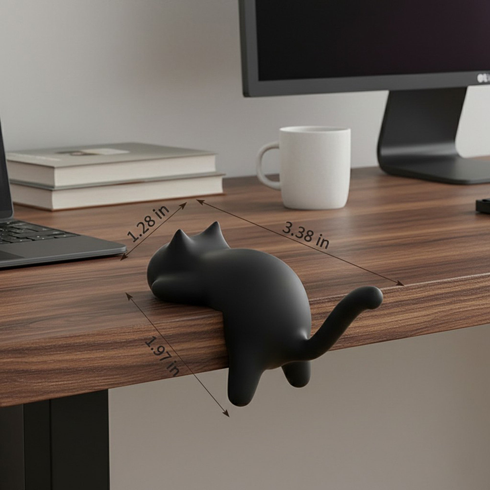 Anna-Kaci 3-Piece Desk Edge Bag Hook with Cat-Shaped Design and Protective Non-Slip Surface